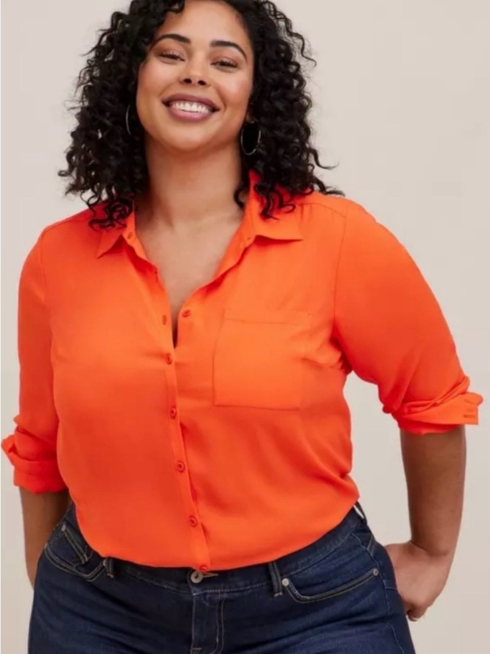 torrid Orange Button-Down Blouse
